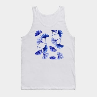 Blue and white gingko leaves Tank Top